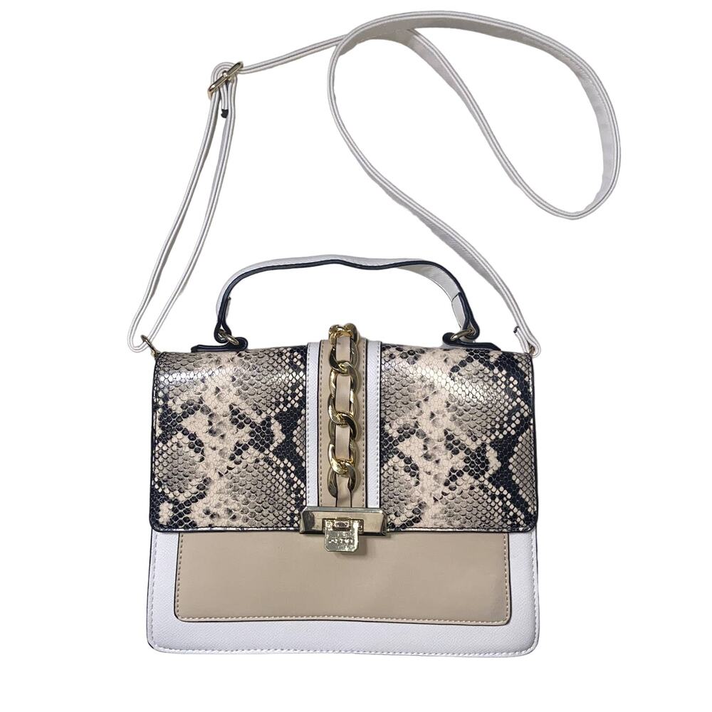 Aldo Snake Print Tan Trio Combo Colorblock Crossbody Purse NEW !